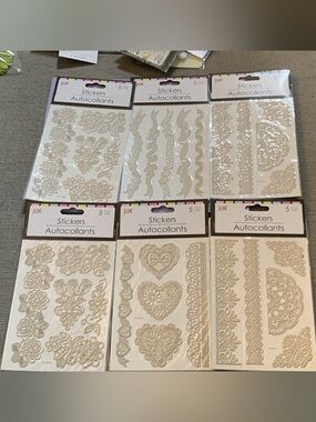 Jolee's Boutique Lace Sticker Sheets - Ivory Embellishments (Set of 8)